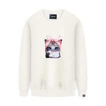 클로니아 리본 고양이 기모 맨투맨 티셔츠 TM-403