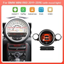 안드로이드 라디오 터치 스크린 멀티미디어 플레이어 자동차 모니터 BMW 미니 쿠퍼 R56 R60 20072016 GPS 네비게이션 무선 카플레이 쿠페, R60 FlatAO 4-64G