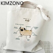 쇼핑백 퍼그 쇼핑 가방 bolsas de tela bolsa 재사용 가능한 캔버스 식료품 bolso 토트 백 cabas shoping ecobag, 20.54380