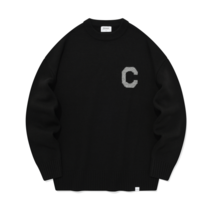 커버낫 미들 C 로고 크루넥 니트 블랙 MIDDLE C LOGO CREWNECK KNIT