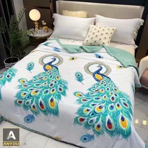 ANYOU 봄 이불 여름 이불 고급 사계절 이불 가정용 침구세트 호텔식 차렵이불, 공작