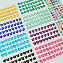 보석 하트 큐빅 스티커(16종), (6) 진핑크 하트 스티커(12mm)