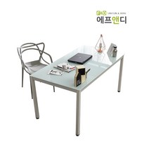 에프앤디 TS 04-W1800 강화유리 책상 사무용가구, 화이트/화이트