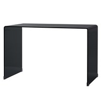 좁고긴 창가 침대 틈새 화분 고스트 테이블 좁은 사이드, 블랙 유리 (L80 x W50 x H75)