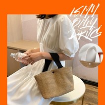 버튼 토트백 라탄백 가벼운가방 / 2color 밀짚