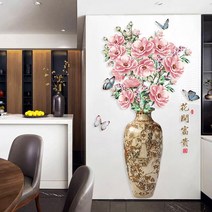 전통소반 다과상 호족반 손님 접이식 반상 전통 레트로중국 스타일 빈티지 풍부한 꽃병 꽃 홈 장식 이동식, 01 vase_01 as pic