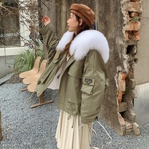 2021 여우 모피 파카 여성 여우 모피 칼라 렉스 토끼 안감 겨울 따뜻한 모피 자켓 의류 s7946과 진짜 모피 코트
