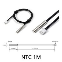 온도 습도 센서 보일러 온수매트 부품 스위치 NTC 컨트롤러 케이블 서미스터 프로브 4*20MM 정확도 1% 라인 길이 0.5/1/2/3M 미터 방수 3435 10K wks, NTC 1M