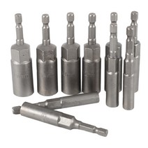 Mucjun 10Pc 1/4 인치 렌치 육각 비트 소켓 세트 딥 롱 1/2 인치 임팩트 드릴 소켓 어댑터 드릴 비트, 1 세트(10개)