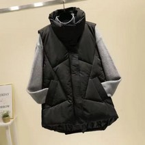 2023 겨울 다운 퍼퍼 조끼 캐주얼 민소매 재킷 긴 바디 웜