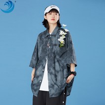 여성복 여름 시크 반팔 셔츠 여 빅사이즈 오버 나염 멋쟁이 커플 셔츠 스포티 캐주얼 셔츠 남녀 모두 착용 가능