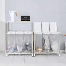 타이디 선반형 분리수거함 2단 3단 (원하는 높이 조절 가능), 분리수거 비닐봉투 45cm*60cm 50매, 1개