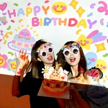 프로포즈미니빔프로젝터 필름칩 생일 축하 빔 파티 미니빔 행사, 본품X_12네모블루케이크
