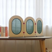 다빈 린넨 자작나무 미니 3단 책상 파티션 (900) 인테리어 칸막이 다용도 가림막, 블루