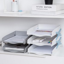 사무실 적층형 오픈 2단 서류 이면지함 문서트레이 A4용지정리함 결재함, COOL GRAY