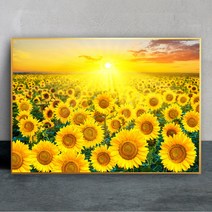화색갤러리 풍수 인테리어 115해바라기 그림 액자 프리미엄 캔버스천으로 인화, 골드무광