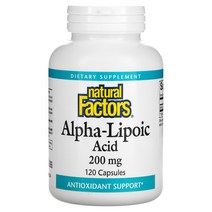 Natural Factors 알파리포산 알리포산 ALA 200mg 캡슐 120정