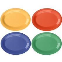 G.E.T. OP-120-MIX 멜라민 타원형 서빙 플래터 / 디너 접시 30.5cm x 22.9cm(12 x 9인치) 모듬 (12개 세트)