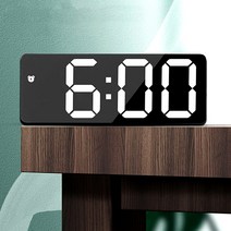 미니 LED 디지털 건전지 유선 전자 탁상 알람 시계 시개, 블랙유광