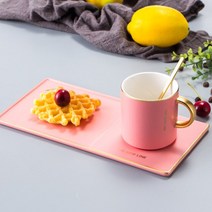 애프터눈 티 세트 호텔 찻잔 브런치 디저트 접시유럽 스타일 크리에이티브 골드 핸들 커피 컵 가정용 머그, 02 pink_01 200-400ml