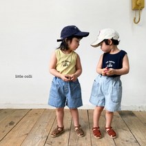 (S-XL) 스티치 데님팬츠 연청 진청 키즈 여아 남아 아동 여름 반바지 등원룩 유아동복