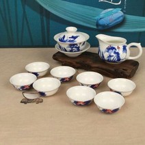 청화백자 실용적인 화문 개완 개합 다기세트, 단일속성