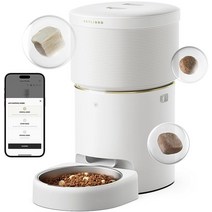 PETLIBRO 진공 밀폐 자동 고양이 피더 5GHz Wi-Fi가 있는 8L 자동 강아지 피더 밀폐 보관을 위한 공간 자동 고양이 사료 디스펜서 고양이 및 강아지용 187mm, White