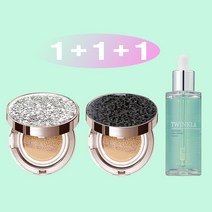[쿠션15g+쿠션15g+앰플50ml] 1+1+1 트윙클라 시카 퍼펙트 그린 카밍 앰플 + 풀커버 주얼리 쿠션 21호 23호 [복합 피부 추천 쿠션], 1개, 실버다이아글리터21호+블랙21호(복합)+앰플
