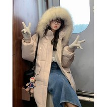 정장 하객룩 자켓 오피스룩 가을과 겨울 루즈핏 다운 재킷 면화 패딩 의류 모피 칼라면 코트 겉옷 키 중간 길이면