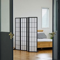 데코지엔 인테리어 공간분리 눈꽃 병풍 파티션/ 파티션/가벽/가림막/가벽파티션/칸막이/현관가림막/사무실파티션/공간분리/원목파티션, 눈꽃병풍4단블랙