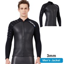 슈슈몽 네오프렌 소재 긴 소매 잠수복 전면 지퍼 셔츠 여성용 3mm/1.5mm/2mm 매끄러운 피부, 03 L, [11] 3mm Men  Jacket