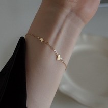 여성 금팔찌 14k 골드 체인 팔찌 silvology 925 스털링 실버 용 세 개의 하트 우아한 광택 브라이트 심플 생일 쥬얼리