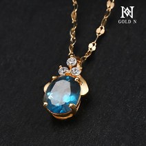 골드앤 14K 샤벳 천연 런던블루 토파즈 목걸이 YG