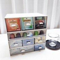 커피 캡슐 정리함 일회용 티백 서랍 보관함 4type, 3칸서랍
