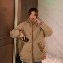 가바바 여성 겨울 숏무스탕 귀여운 스타일 양면 터틀넥 빅 포켓 데일리 양털무스탕 G41193