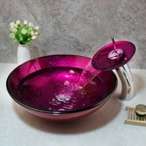 언더볼 세면대 jieni rose red unique 강화 유리 분지 싱크 수도꼭지 세트 욕실 카운터 탑 세면실 용기 vanity sink mixer, 세면대 수도꼭지 세트
