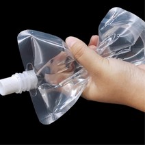 액상 음료 카페 주스 액체 보관 투명팩 2개 핸들 슬림, 3파우치 음료팩-300ml