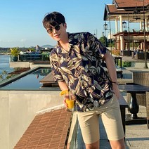 매력적인 하와이안 반팔 셔츠 비치웨어 NB12812F