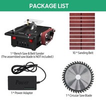 밴드쏘 원더커터 300w 2 in 1 벤치 톱 벨트 샌딩 기계 키트 가변 속도 원형 톱, 표준 버전, 유럽 ​​연합