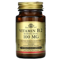 Solgar 비타민 B2 리보플라빈 100 mg 100 식물성 캡슐, 1개, 기본