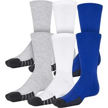 Under Armour 성인용 퍼포먼스 테크 크루 양말(3 및 6 팩), Medium, Royal Assorted (6-pairs)