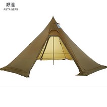 돔형텐트 돔형텐트 피라미드 bushcraf 경량 4-5 명 야외 하이킹 캠핑 스노우 스커트 방수 방풍3~4 인용 텐트, 갈색 플라이 시트