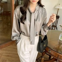 다잇템 여자 빅사이즈 보우 벌룬 히든버튼 블라우스 (9173120)