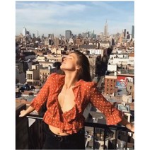 [실크100%] 리조트룩 블라우스 신혼여행옷 휴양지옷 휴양지패션