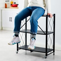 VALVA 원터치 접이식 철제 수납 폴딩 이동식 선반 3단/4단, 3단, 1개