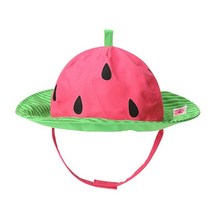 Brcus 키즈 카툰 여름 버킷 턱끈 모자 UV 차단 해변 워터멜론 6-10 Years