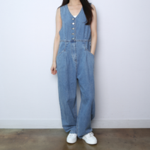 파라노말샵 중청 브이넥 배기핏 멜빵 점프수트(파라노말샵)