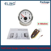 차량셀프도색 자동차보수 KUS 52mm 0-190ohm 240-33ohm 연료 레벨 미터 오일 게이지 빨간색 노란색 빛 9-32, 01 0-190ohm-ws