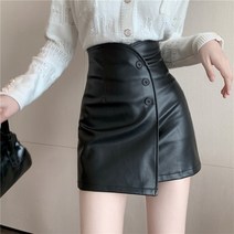 SURBORT 하이 웨이스트 슬리밍 PU 스커트 가방 힙 스커트 하프 길이 가죽 스커트