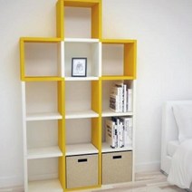 원룸책장 책장수납함 거실서재 더크린 DIY 1 크로스 좁은 오픈 아이방, 옐로우